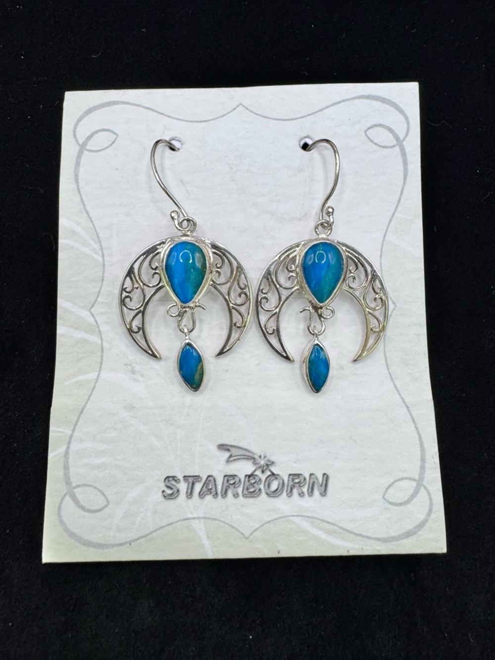 STARBORN Sterling Silver Earrings With Peruvian Blue Opal